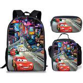 Cars Lightning Schoolbag Backpack Lunch Bag Pencil Case 3pcs Set Gift for Kids Students